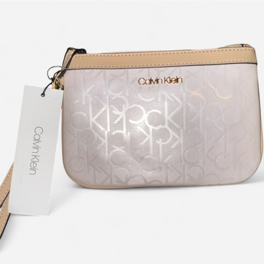 Calvin Klein Pearlescent and Tan Wristlet
